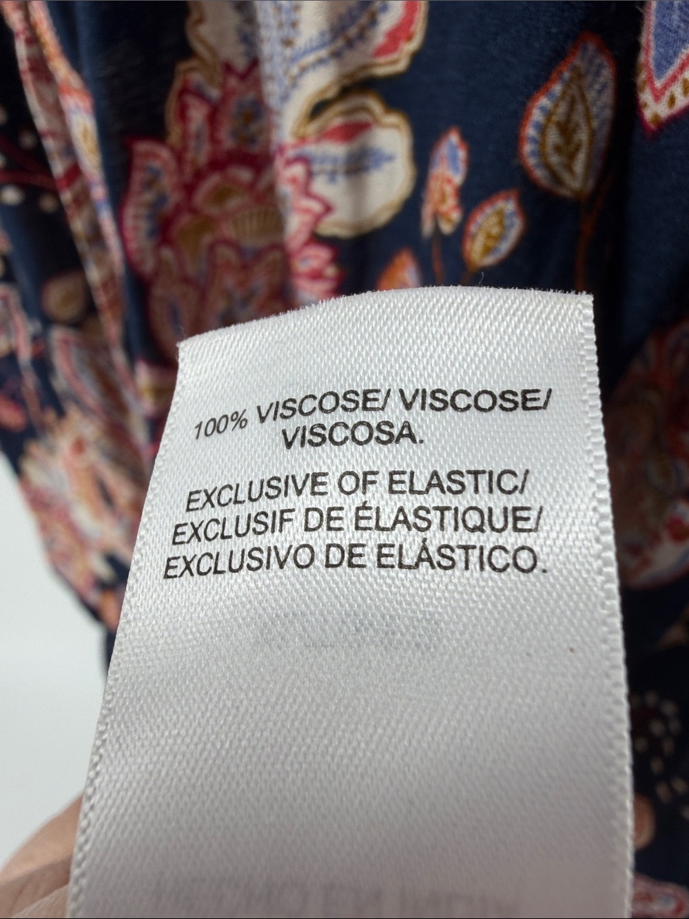 Lucky Brand Navy Boho Printed Tie Neck Long Sleeve Peasant Blouse, Women's XL - Picture 4 of 6